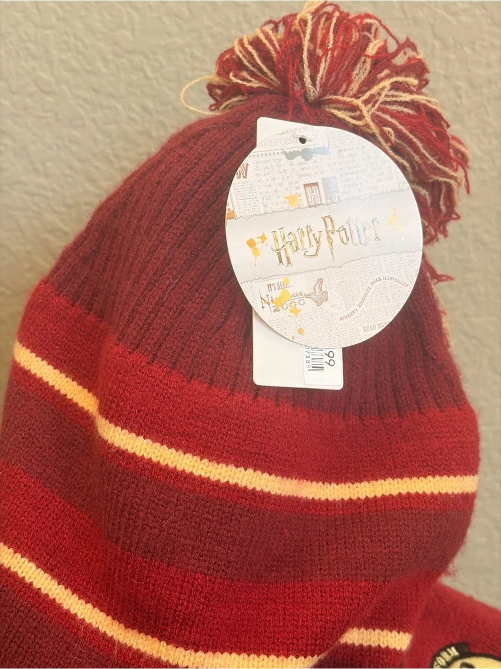 Harry Potter Gryffindor Earflap Pom Hat - Red and Yellow